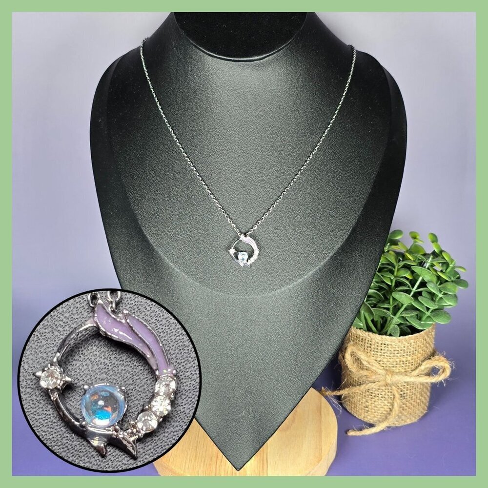 Moonlit Dreams Necklace With Purple Enamel & Crystals (NWOT) - Picture 1 of 5